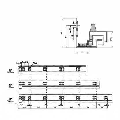 Silverline SUSL | 2-Way Adjustable Soft-Close Full Extension Undermount Cabinet Drawer Slides for 5/8 in. and 1/2 in. Side Panels (6 Pairs)