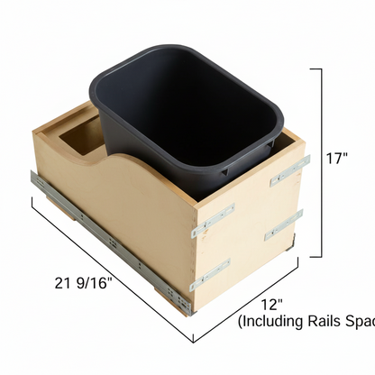Silverline WPOBS020 | Undermount Wooden Single Bin Trash Pullout Systems for B15 Cabinets
