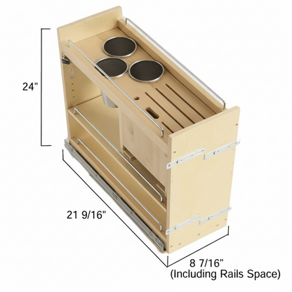 Silverline WS3912-MOD | Soft-Close Pull-Out Spice & Utensil Organizer for 12 in. Framed Cabinets