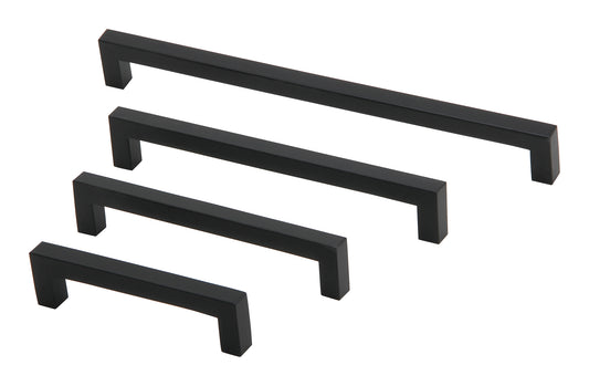 Silverline A2060 Aluminum Square Bar Pull Handle in Matte Black Finish