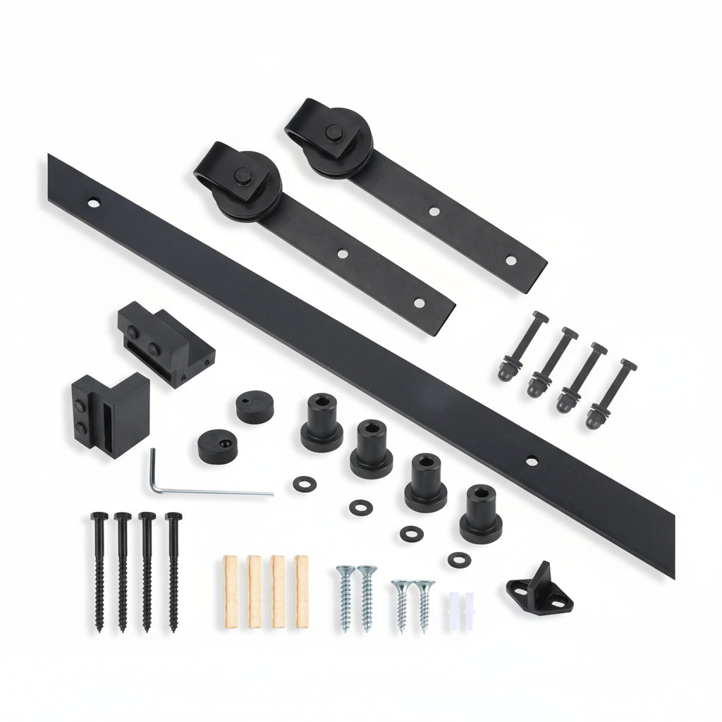 Sliding HM2000 Barn Door, Railing with Wheels Door Hardware 250 Pound Capacity - amerfithardware