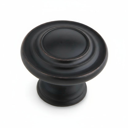 Silverline K2003 & K2209 | Three-Ring Solid Contemporary Mushroom Round Knob | Various Sizes & Finishes