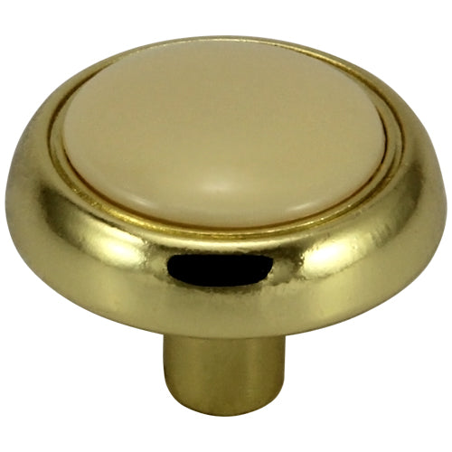 Silverline K2015 Round Button Cabinet Knob Chic Antique Cabinet Handle Diameter 1-3/16 inch (30mm) in Polished Brass Finish