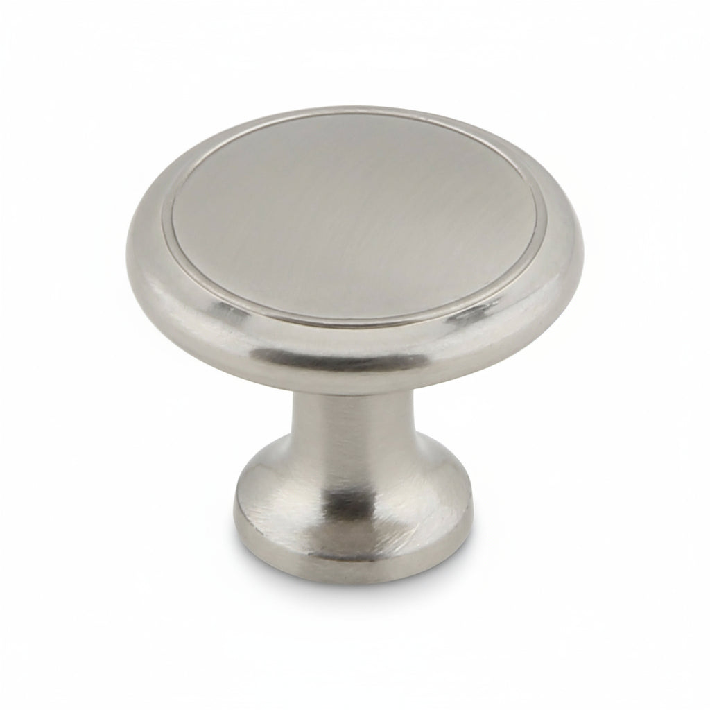 Silverline K2036 | Diameter 1-3/16 in. Contemporary Round Flat Surface Cabinet Knob in Satin Nickel