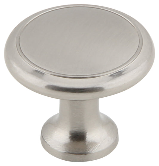 Silverline K2036 Traditional Round Flat Surface Cabinet Knob Diameter 1-4/25 inches in Brushed Satin Nickel Finish