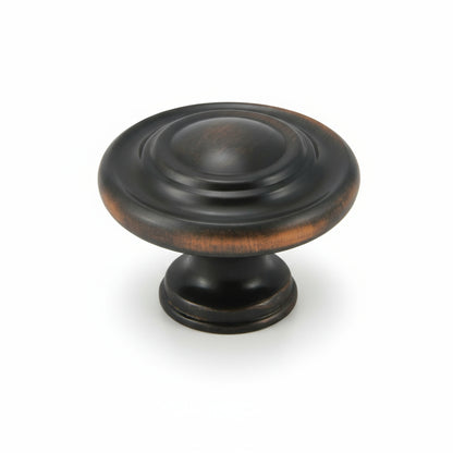 Silverline K2003 & K2209 | Three-Ring Solid Contemporary Mushroom Round Knob | Various Sizes & Finishes