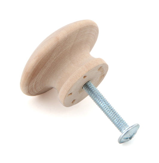 Silverline K3002 | Mushroom Style Round Birch Wood Knob Unfinished Paintable DIY Hardware