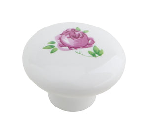 Silverline K4000s Old English White Ceramic Cabinet Knob Plain and Floral Style
