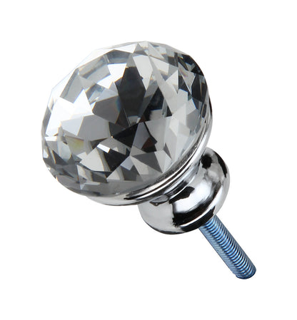 Silverline K7001 | Diameter 1-3/16" Clear Glass Crystal Elegant Cabinet Knob in Polished Chrome