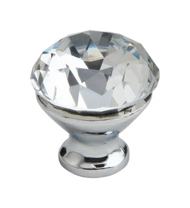 Silverline K7001 Clear Glass Crystal Elegant Contemporary Cabinet Knob with Zamac Base