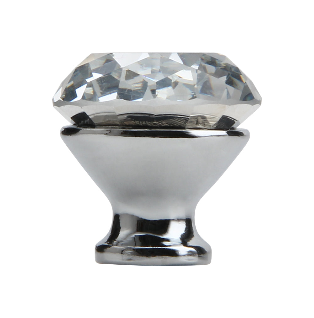 Silverline K7001 Clear Glass Crystal Elegant Contemporary Cabinet Knob with Zamac Base