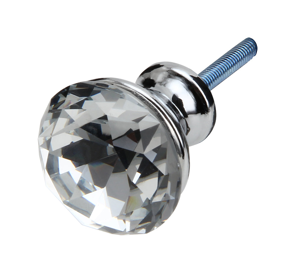 Silverline K7001 Clear Glass Crystal Elegant Contemporary Cabinet Knob with Zamac Base