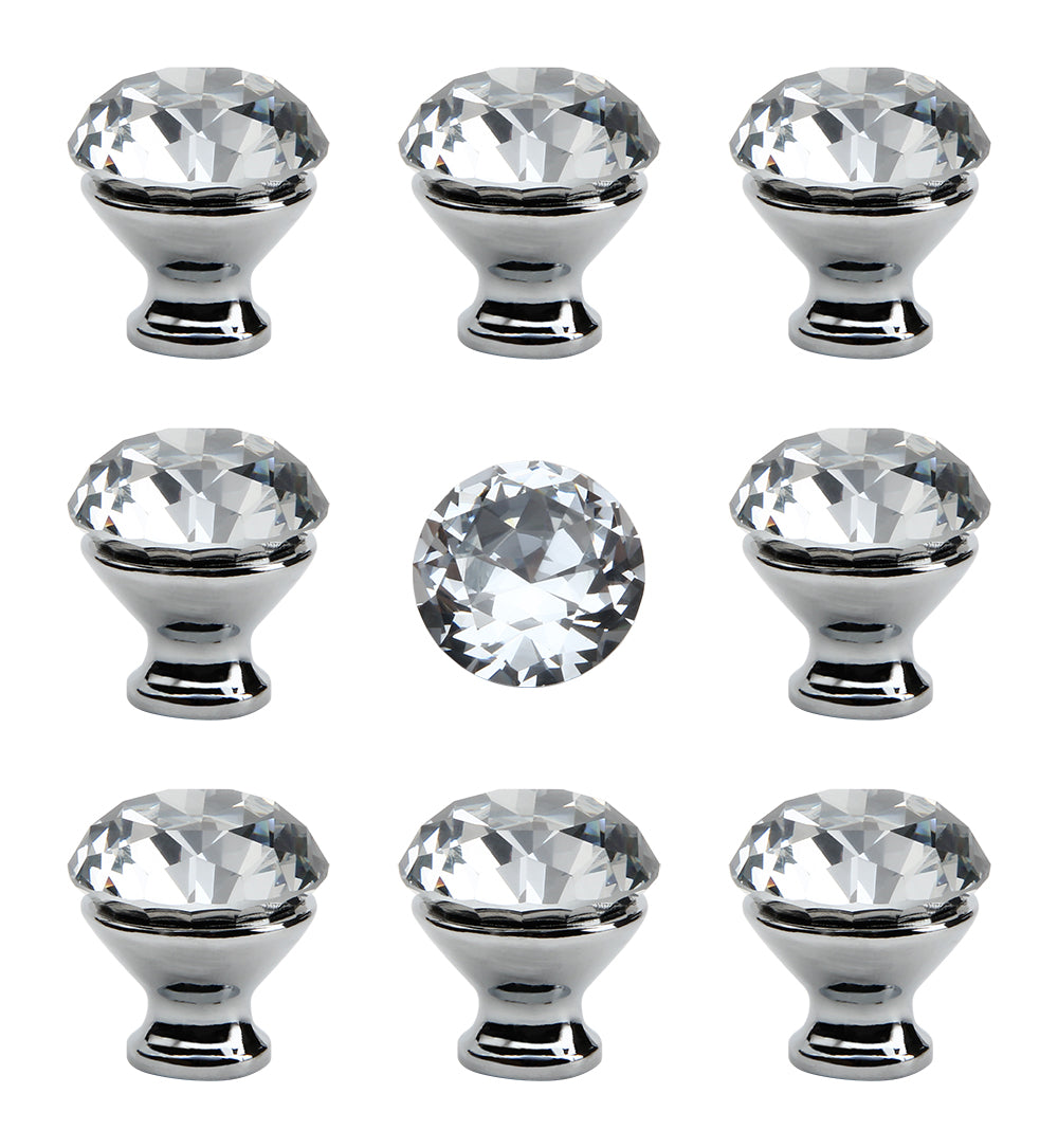 Silverline K7001 Clear Glass Crystal Elegant Contemporary Cabinet Knob with Zamac Base