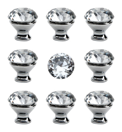 Silverline K7001 Clear Glass Crystal Elegant Contemporary Cabinet Knob with Zamac Base