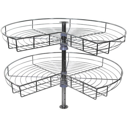Silverline LSK - 24 inch 28inch 32inch Wire Lazy Susan Kidney Shape Corner Organizer Double Rack Turntable and Spindle