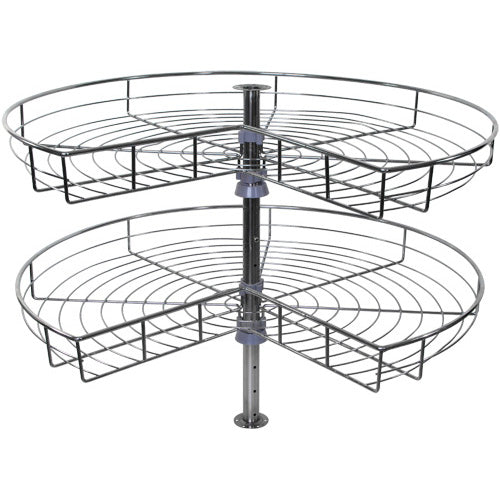 Silverline LSK - 24 inch 28inch 32inch Wire Lazy Susan Kidney Shape Corner Organizer Double Rack Turntable and Spindle