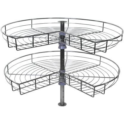 Silverline LSK - 24 inch 28inch 32inch Wire Lazy Susan Kidney Shape Corner Organizer Double Rack Turntable and Spindle