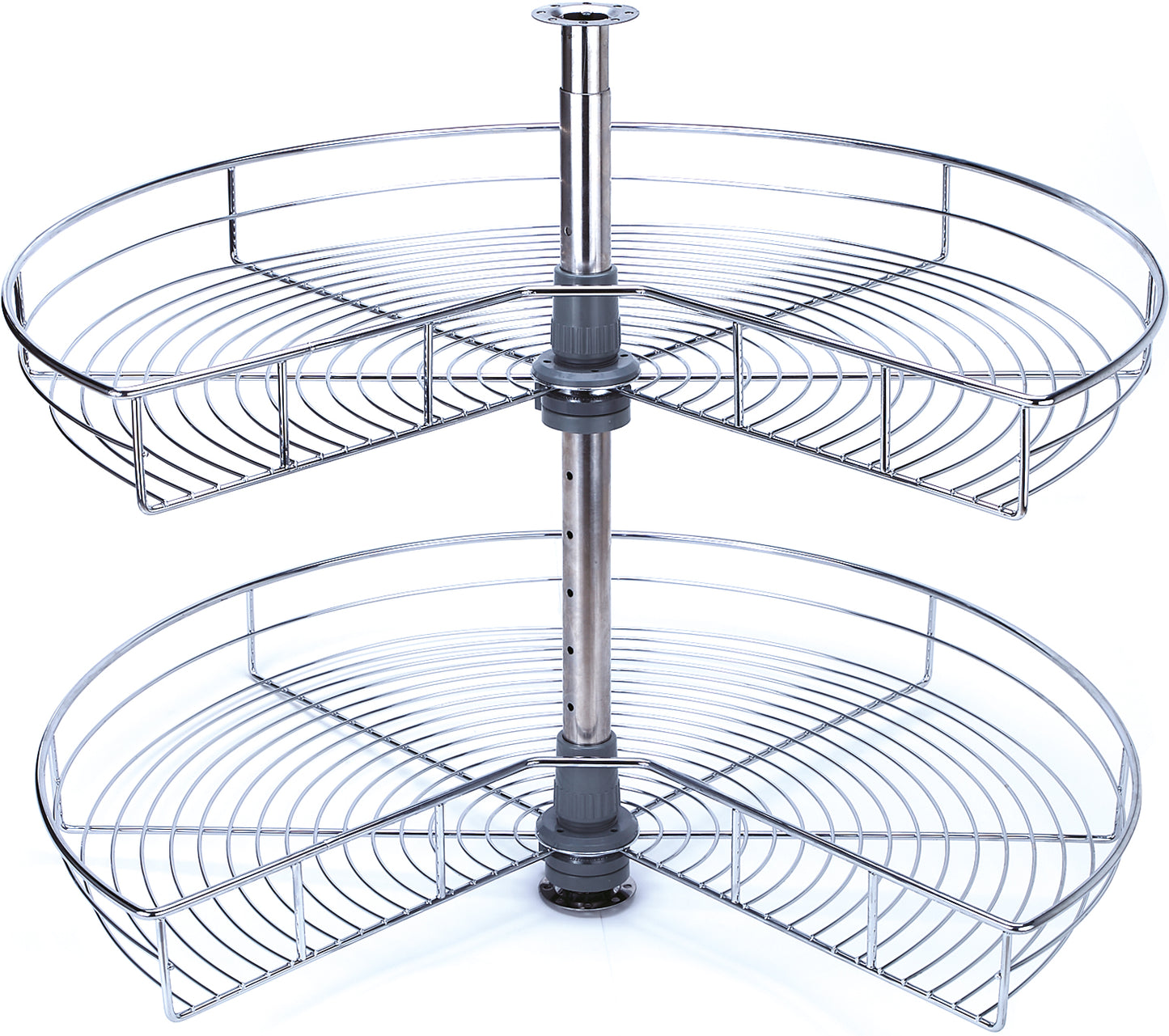 Silverline LSK - 24 inch 28inch 32inch Wire Lazy Susan Kidney Shape Corner Organizer Double Rack Turntable and Spindle