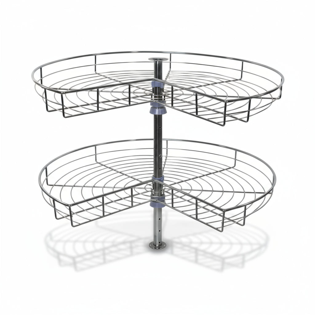 Lazy Susan Kit Kidney Shaped Cabinet Hardware Double Rack, Turntable and Spindle - amerfithardware