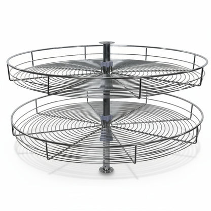 Silverline LSR | Round Shaped Two-Shelf Wire Lazy Susans for Base Corner Cabinet