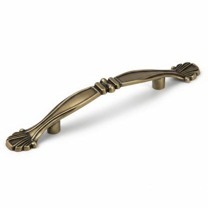 Silverline P2008 | Centers 3 in. Ornate Elegant Vintage Cabinet Pull in Burnished Brass