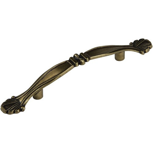 Silverline P2008 - 5-11/20 inch (141mm) Ornate Elegant Antique Vintage Fancy Cabinet Pull Handle in Burnished Brass Finish CC: 3 inch (76mm)