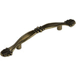 Load image into Gallery viewer, Silverline P2008 - 5-11/20 inch (141mm) Ornate Elegant Antique Vintage Fancy Cabinet Pull Handle in Burnished Brass Finish CC: 3 inch (76mm)

