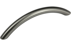 Silverline P2010 - 4-1/3 inch (110mm) Contemporary Curved Arch Cabinet Pull in Brushed Satin Nickel Finish CC: 3-3/4 inch (96mm)