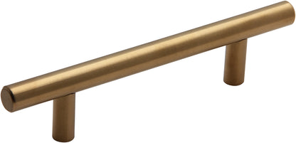 Silverline P5000s - Solid Steel and Hollow Stainless Steel T Bar Pull Cabinet Appliance Handle Various Sizes in Satin Brass Finish