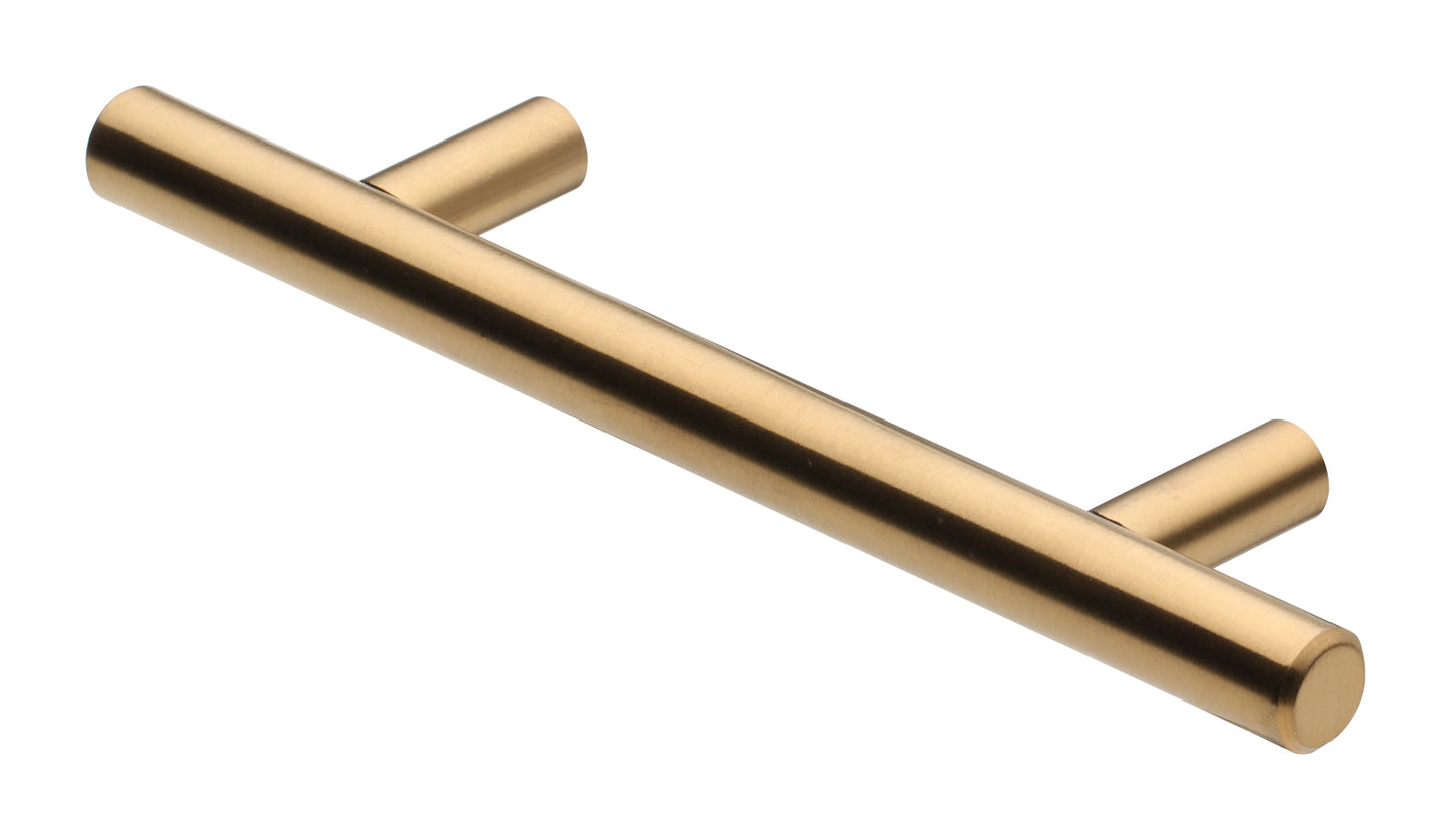 Silverline P5000s - Solid Steel and Hollow Stainless Steel T Bar Pull Cabinet Appliance Handle Various Sizes in Satin Brass Finish